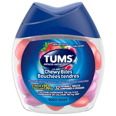 Tums Bouchées tendres baies assorties extra fort 32 ea, 0,20 $/1ch