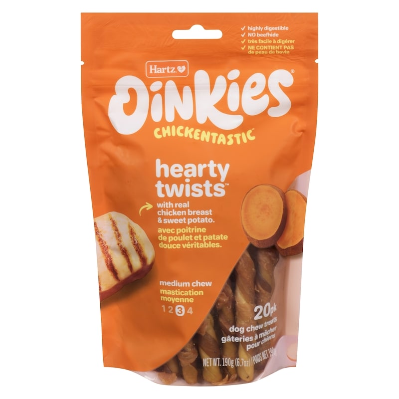 Oinkies Dog Chew Treats Hearty Twists Medium Chew