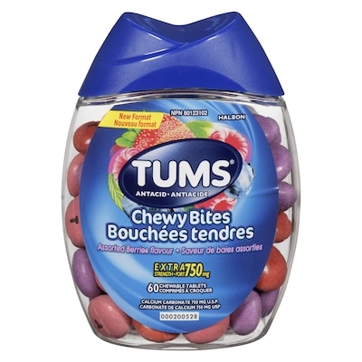 Tums Bouchées tendres baies assorties extra fort 60 ea, 0,22 $/1ch