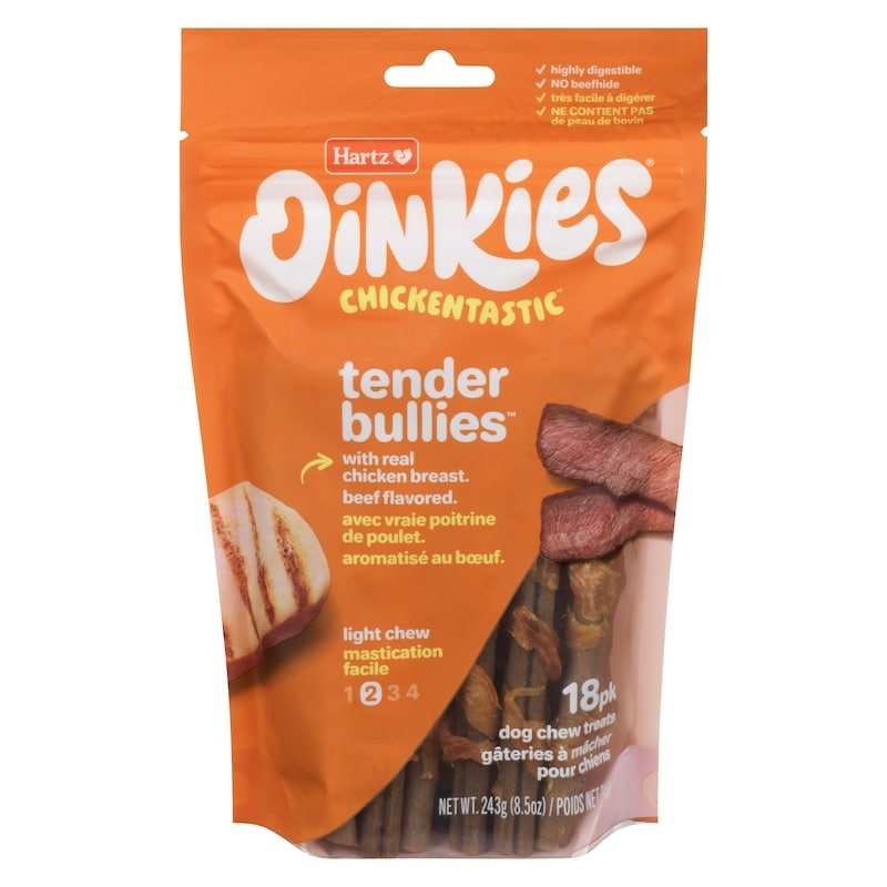 Oinkies Dog Chew Treats Tender Bullies Beef Flavored Light Chew