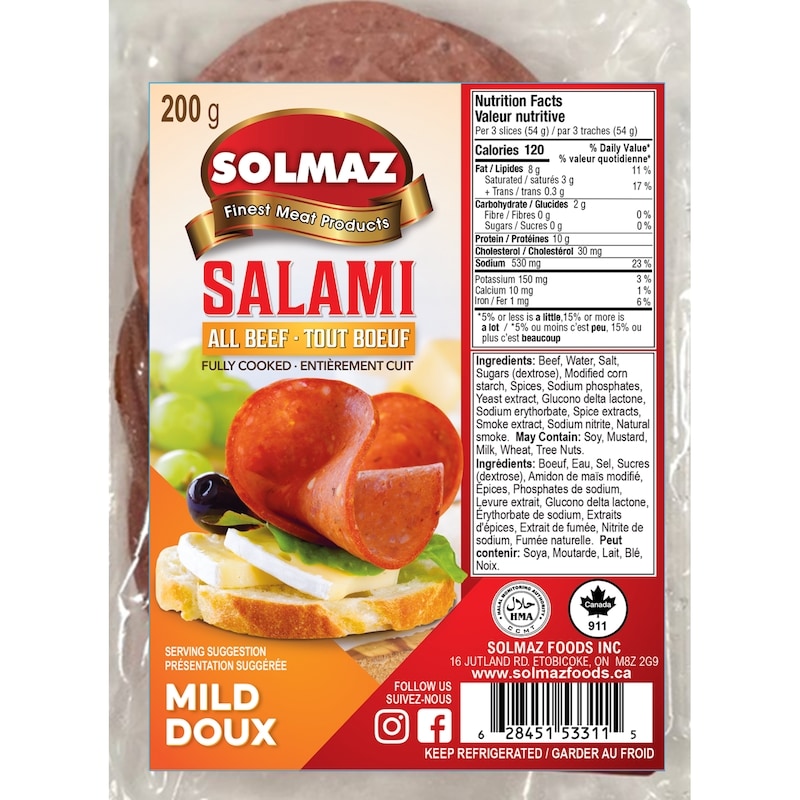Solmaz Halal Mild Salami All Beef - 200 g | Loblaws