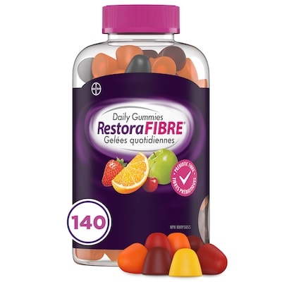 RestoraLAX Gelées quotidiennes de fibres prébiotiques RestoraFIBRE – Suppléments de fibres pour les hommes et les femmes 140 ea, 0,19 $/1ch