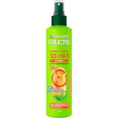 Garnier Fructis Grow Strong Thickening 10-in-1 Spray Sans Rinçage Épaississant, pour Cheveux Fins, Protection Thermique, avec Vitamine C 239 ml, 4,60 $/100ml
