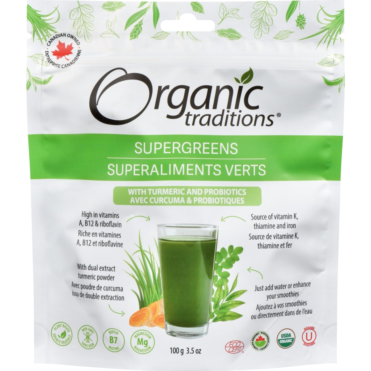 Organic Traditions Supergreens With Turmeric And Probiotics 100 g, $139.00/100g