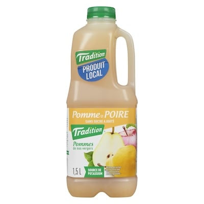Tradition Jus de pomme et poire, sans sucre ajouté 1.5 l, 0,37 $/100ml