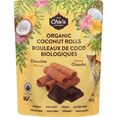 Cha’s Organics Rouleaux de coco biologiques saveur chocolat 100 g, 8,49 $/100g