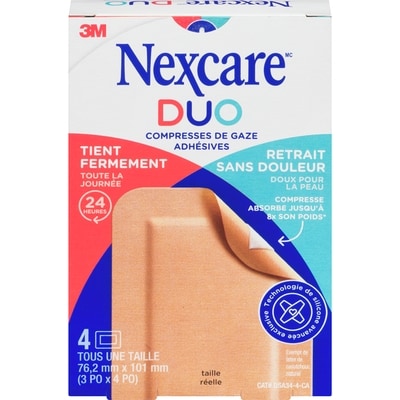 Nexcare Duo compresses de gaze adhésives 1 ea, 9,49 $/1ch