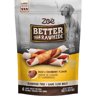 Zoe Better Than Rawhide Large Twists For Dogs Rawhide Free Duck & Cranberry Flavor 152 g, $6.24/100g
