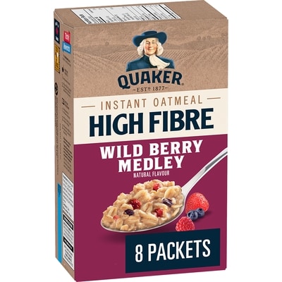 Quaker Fibre Instant Oatmeal, Wildberry Medley 304 g, $1.97/100g