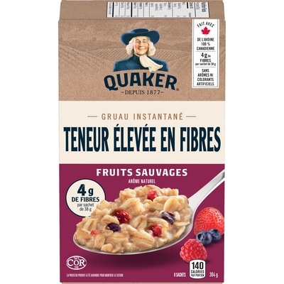 Quaker Gruau d'avoine instantané riche en fibres, baies sauvages 304 g, 1,81 $/100g