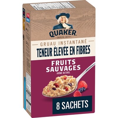Quaker Gruau instantané Teneur élevée en fibres Fruits sauvages 304 g, 1,97 $/100g