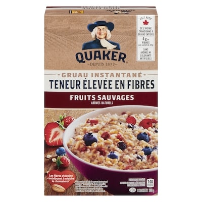 Quaker Gruau d'avoine instantané riche en fibres, baies sauvages 304 g, 1,81 $/100g