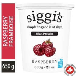 siggi's Raspberry Skyr Yogurt 2% 650 g, $1.20/100g