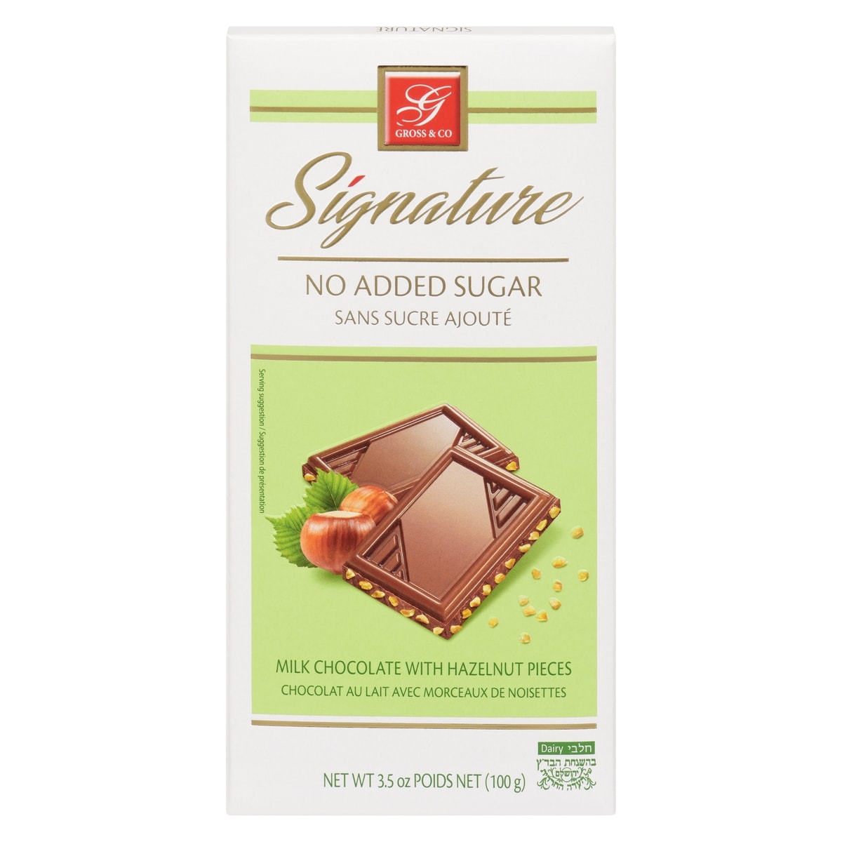 Gross Signature Milk Chocolate With Hazelnut Pieces 100 g, $6.99/100g