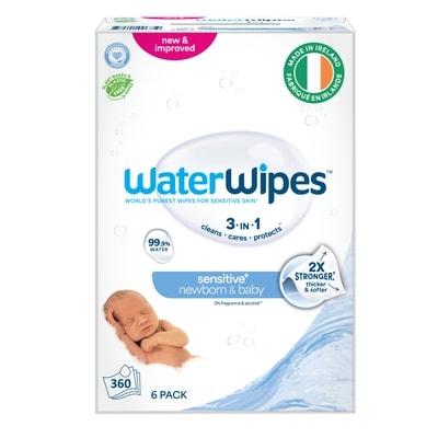 WaterWipes Sensitive+ Newborn & Baby Wipes, 3-In-1 Cleans, Cares, Protects, 99.9% Water, Unscented & Hypoallergenic, 360 Count 360 ea, $0.09/1ea