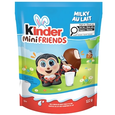 Kinder Mini Friends, chocolat au lait avec une garniture au lait. 120 g, 5,00 $/100g
