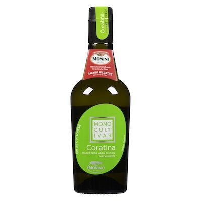 Monini Monocultivar Coratina 100% Organic Extra Virgin Olive Oil 500 ml, $6.00/100ml