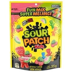 Maynards Assortiment de friandises Sour Patch Kids Super mélange, sac refermable 315 g, 1,75 $/100g
