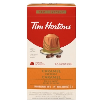 Tim Hortons Flavoured Ground Coffee Caramel Espresso 10 ea, $0.75/1ea