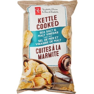 President's Choice Kettle Cooked Sea Salt and Malt Vinegar Flavour Chips 200 g, $1.50/100g