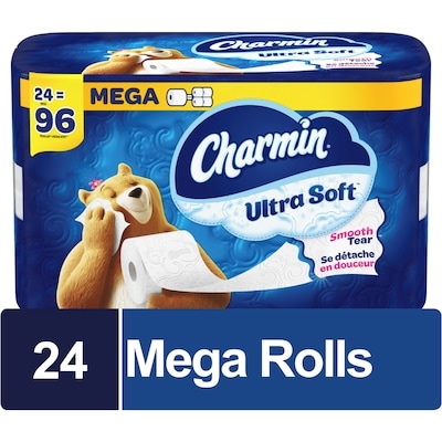Charmin Ultra Soft Toilet Paper, 24 Equal 96 Rolls, 224 Bathroom Tissues per roll 24 ea, $1.42/1ea