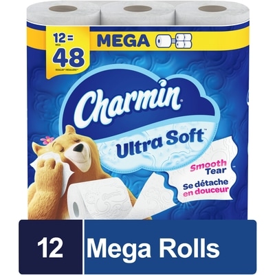 Charmin Ultra Soft Toilet Paper, 12 Equal 48 Rolls, 224 Bathroom Tissues per roll 12 ea, $1.50/1ea
