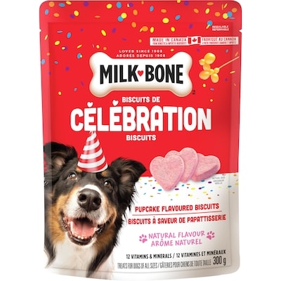 Milk-Bone Biscuits de celebration gâteries pour chiens de toute taille biscuits à saveur de papattisserie 300 g, 2,16 $/100g