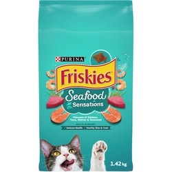 Purina Friskies Océan de Sensations Saveurs de Saumon, Thon, Crevettes et Algues Nourriture Sèche pour Chats 1,42 kg 1.42 kg, 0,63 $/100g