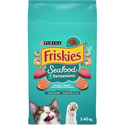 Purina Friskies Océan de Sensations Saveurs de Saumon, Thon, Crevettes et Algues Nourriture Sèche pour Chats 1,42 kg 1.42 kg, 0,56 $/100g