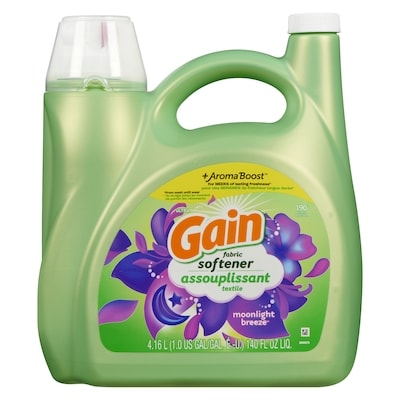 Gain Laundry Liquid Fabric Softener, Moonlight Breeze Fabric Conditioner, 190 Loads 4.16 l, $0.48/100ml