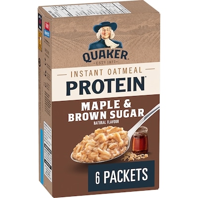 Quaker High Protein Maple & Brown Sugar Flavour Instant Oatmeal 228 g, $2.63/100g