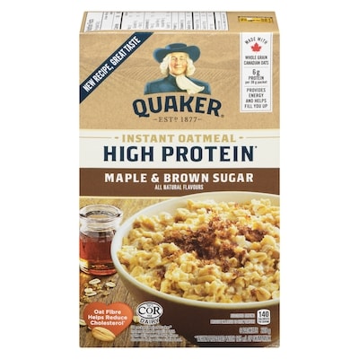 Quaker High Protein Maple & Brown Sugar Flavour Instant Oatmeal 228 g, $2.41/100g