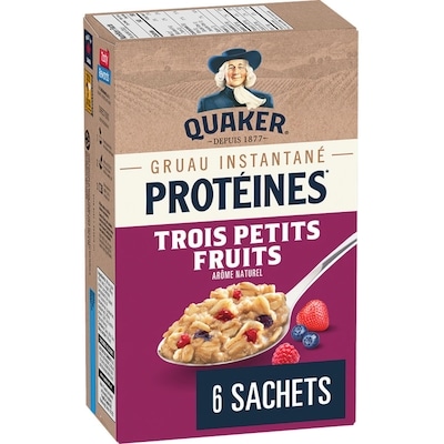 Quaker Gruau instantané Teneur élevée en protéines Trois petits fruits 228 g, 2,63 $/100g