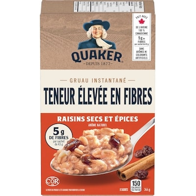 Quaker Gruau instantané Teneur élevé 344 g, 1,74 $/100g