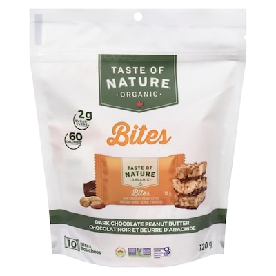 Taste of Nature Organic Bites Dark Chocolate Peanut Butter 120 g, $4.99/100g