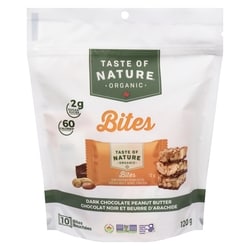 Taste of Nature Organic bouchées chocolat noir et beurre d'arachide 120 g, 5,42 $/100g
