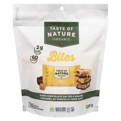 Taste of Nature Organic bouchées caramel au chocolat noir salé 120 g, 5,42 $/100g