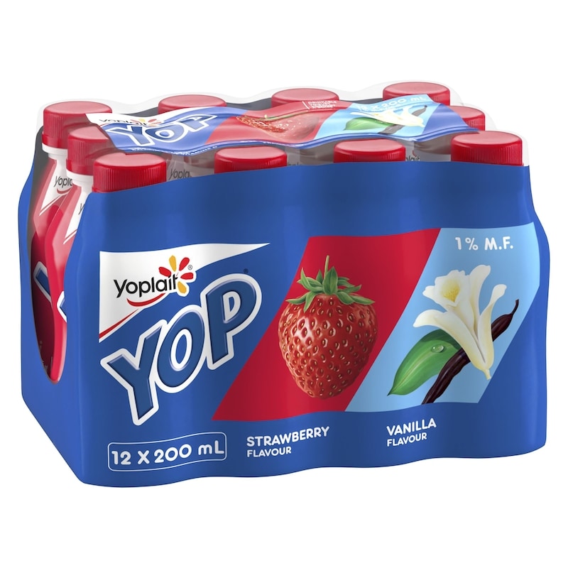 Yop 1% Drinkable Yogurt Pack, Strawberry and Vanilla, Yogurt Drinks
