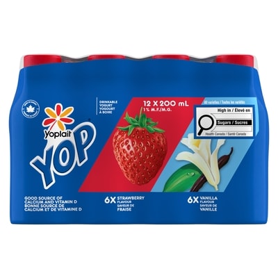 Yoplait Yop 1% Drinkable Yogurt Pack, Strawberry and Vanilla, Yogurt Drinks 2400 ml, $0.54/100ml