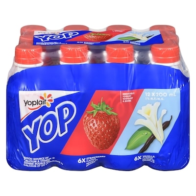 Yoplait Yop 1% Drinkable Yogurt Pack, Strawberry and Vanilla, Yogurt Drinks 2400 ml, $0.50/100ml