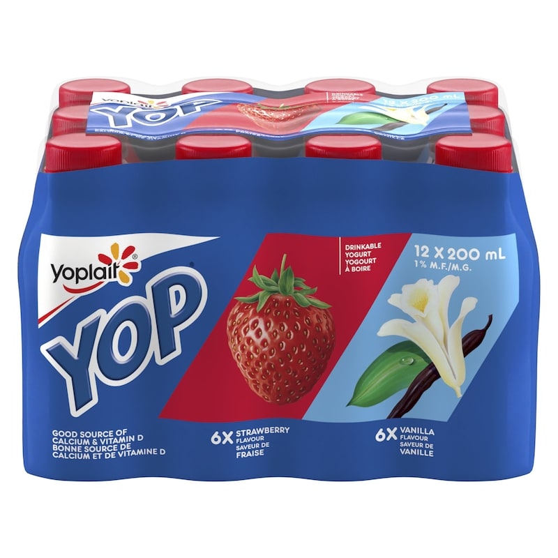 Yop 1% Drinkable Yogurt Pack, Strawberry and Vanilla, Yogurt Drinks