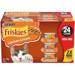 Purina Friskies Emballage Assorti Amateurs de Poulet, Nourriture Humide pour Chats 3.74 kg, 0,60 $/100g