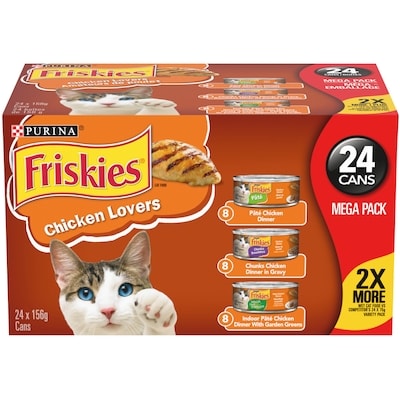 Purina Friskies Emballage Assorti Amateurs de Poulet, Nourriture Humide pour Chats 3.74 kg, 0,60 $/100g