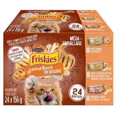 Purina Friskies Emballage Assorti Amateurs de Poulet, Nourriture Humide pour Chats 3.74 kg, 0,64 $/100g