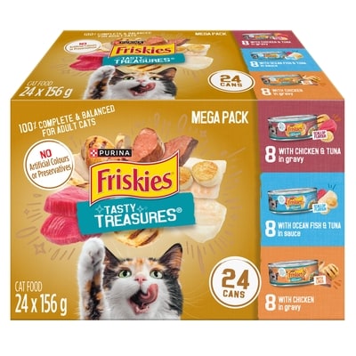 Purina Friskies Tasty Treasures Poultry and Fish Combo Variety Pack, Wet Cat Food 3.74 kg, $0.64/100g