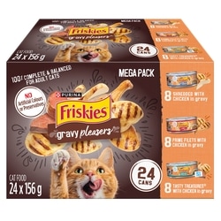 Purina Friskies Gravy Pleasers Wet Cat Food Chicken Flavours Variety Pack 24 Count 3.744 kg, $0.64/100g