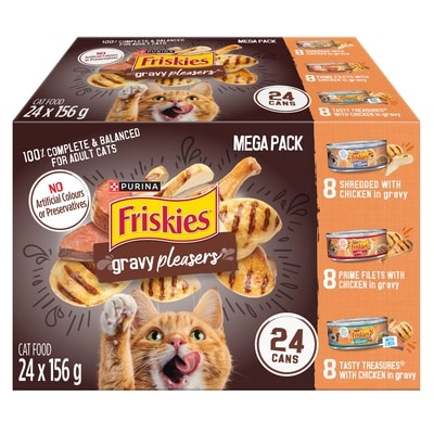 Purina Friskies Gravy Pleasers Wet Cat Food Chicken Flavours Variety Pack 24 Count 3.744 kg, $0.59/100g