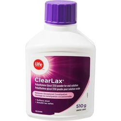 Life Clearlax polyéthylène glycol 3350 poudre pour solution orale 510 g, 4,80 $/100g