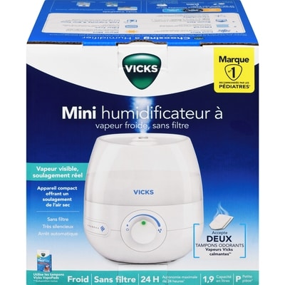 Vicks Mini humidificateur à vapeur froide, sans filtre 1 ea, 50,99 $/1ch