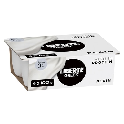 Liberte Greek 0% Yogurt 4-Pack, Plain, High Protein and Probiotics 400 g, $1.50/100g